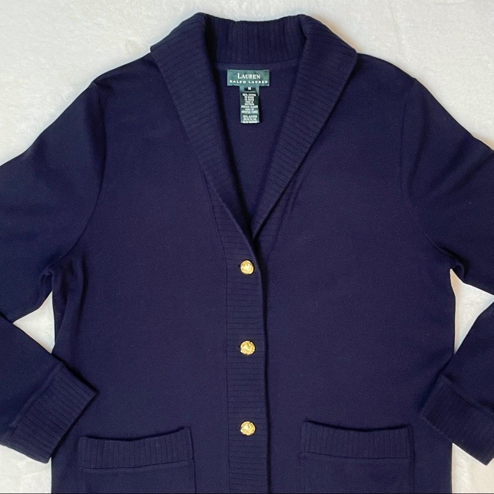 Lauren Ralph Lauren Navy Cardigan with Gold Buttons